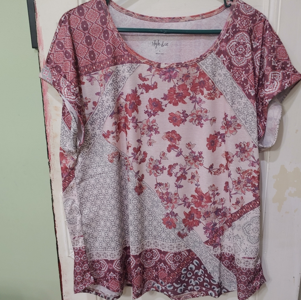 Style & Co Shirt Tee Floral Dress/Casual Women's BNWT - Picture 1 of 9